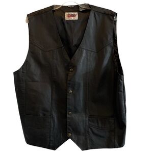 Vintage Black Leather Vest by Chief Apparel. Size XL